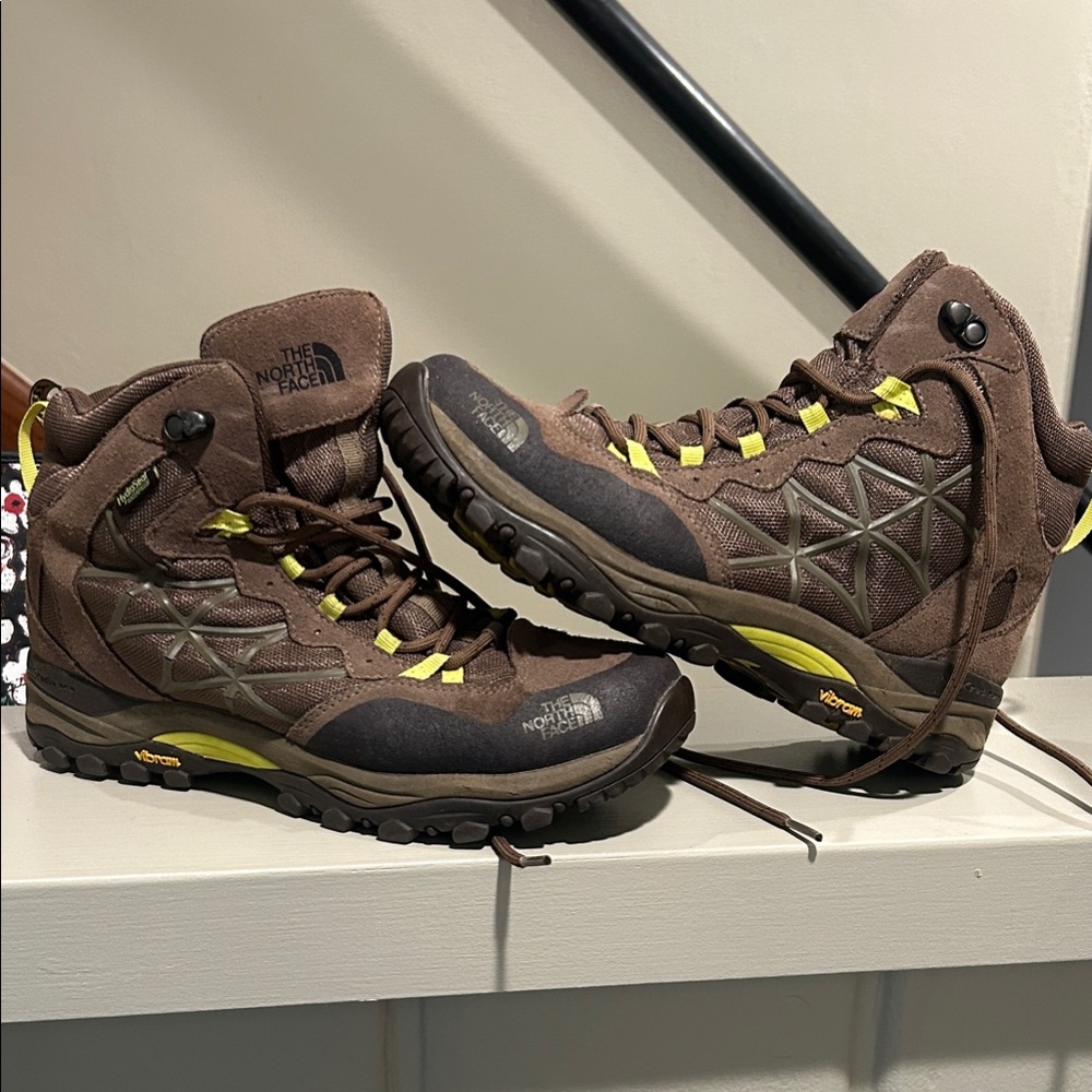 The North Face Women's Brown and Yellow Hiking Boots